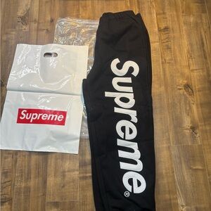 Supreme Black Sweatpants with White Logo